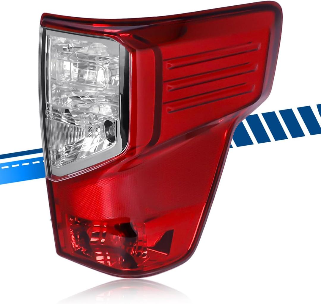 Tail Light Assembly Compatible with Nissan Titan 2017-2023 / Titan XD 2016-2023, Halogen Type Rear Lamp with Bulbs Replacement for 26550-EZ23D NI2801213, Red+Clear Lens, Right Passenger Side
