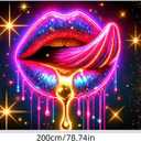 BlissYard Lip Black light Tapestry Hanging Backdrop Glow in The Dark Poster Glitter Lips UV Tapestry for Bedroom Wall Decoration Living Room Artwork Home Room Party Backdrop Decor 78x59 Inch