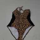 SUUKSESS Womens One Piece Tummy Control Swimsuit Crisscross Back Bathing Suits (Large, Leopard Black)