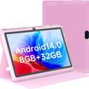 HOTTABLET Tablet 7Inch Android 14.0 with Protective Case, 8GB(3+5GB Expand) RAM+ 32GB ROM, IPS Screen, Dual Camera, Bluetooth 5.0 WiFi Tab (Pink)