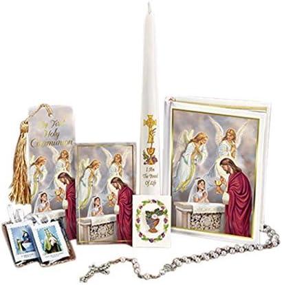 Girls Blessed Sacrament Deluxe First Communion Gift Box Set with Candle