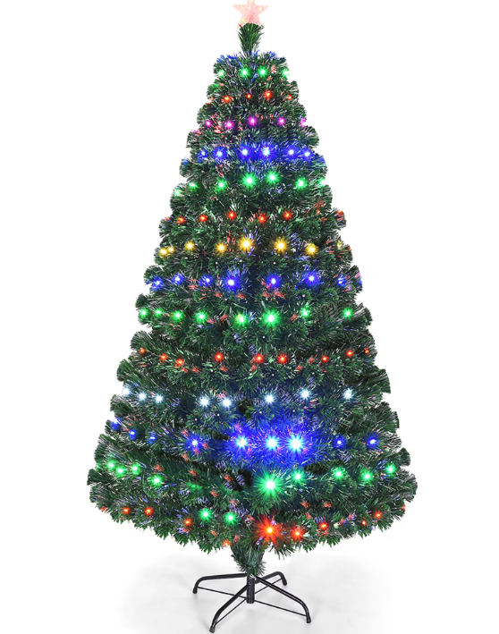 7'Pre-Lit Christmas Tree Fiber Optic Multicolor LED Lights 7'Pre-Lit Christmas Tree Fiber Optic Multicolor LED Lights
