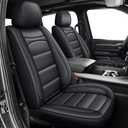 IKABEVEM Seat Covers Fit for Dodge RAM 1500 2002-2025 2026: Compatible with RAM 1500 2500 3500 Crew Double Quad Cab Truck Pickup Car Seat Cover Faux Leather Seat Covers(Flat Bench, Front Pair, Black)