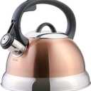 Mr. Coffee Flintshire 1.75-Quart Stainless Steel Whistling Tea Kettle with Nylon Handle Copper Finish Stove-Top Kettle for Boiling Water, 1.8 Quarts