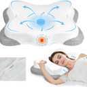 Side Sleeper Pillows for Adults,Adjustable Cervical Memory Foam Neck Pillow, Contour Pillows for Neck and Shoulder Pain Relief, 2 Heights Ergonomic Pillow for Back and Stomach Sleeper
(White With Gray(bottom))