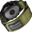 Compatible With Garmin Watch Band, Super Rugged Nylon Sports Strap With Woven Loop Design, For Fenix/Forerunner/Approach/MARQ/Quatix/D2 Series Tough Replacement Band For Men (22MM / Middle (7.2'' to 8.2''), Green)