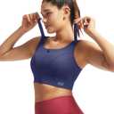 Adjustable High Impact Sports Bras for Women Zip Front Full Coverage and Lift Padded Compression Tops (X-Large, Navy New)