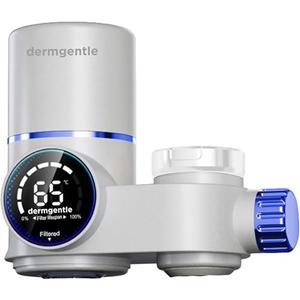 DERMGENTLE, Skincare Water Filter PRO, Bathroom Sink Filter Water Faucet for Skin Care, Clinically Tested Starter Kit, Filter w/10 Faucets Adaptors, Sink Water Filter for Skin Protection (White)