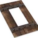 Rustic Farmhouse Brown Wood Barn Door Print Country Light Switch Plate Cover Single Rocker 1 Gang Wall Plates Decorative Switchplate for Bathroom Kitchen Bedroom Home Decor Accessories 5"x3"