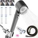 Filtered Shower Head with Handheld,Power Wash for Hard Water,High Flow Even with Low Water Pressure-Hand Held Showerhead Set, 5PCS Water Filter