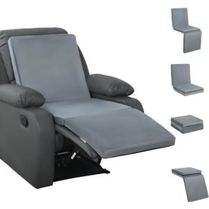 HOMBYS 3-in-1 Recliner Seat Cushion with Lumbar Support Pillow & Footrest, Multi-Functional Adjustable Height 2" to 6" for You to Choose, Non-Slip Foam Chair Cushion for Elderly, Light Grey, 20"x20"x2"