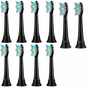 Toothbrush Heads for MOUTHARMOR Replacement Brush Heads with Protective Cover DuPont Bristles Electric Toothbrush Replacement Heads Compatible with MOUTHARMOR, 10 Pack BLACK