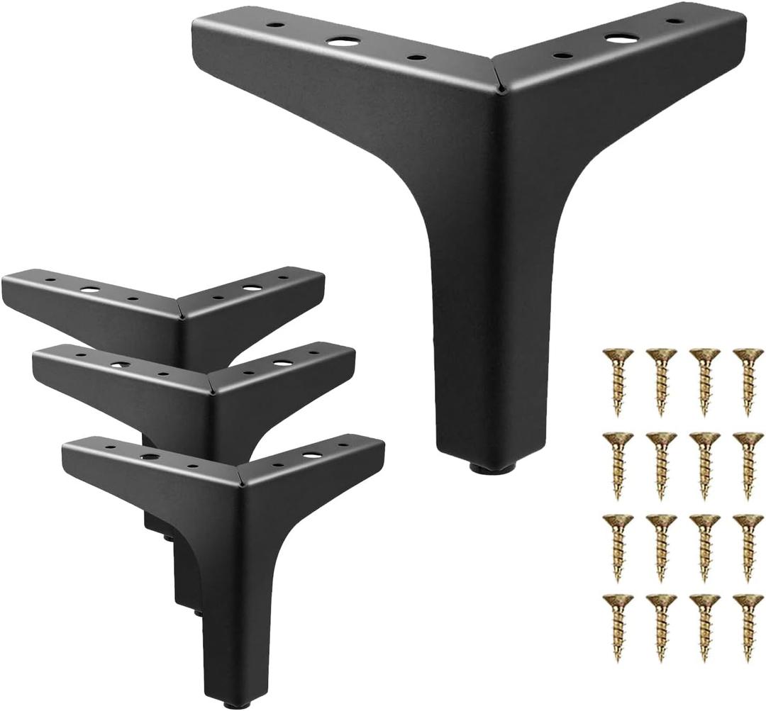 AODIOU Furniture Legs Metal feet: Couch Legs 6 Inch Sofa Cabinet Legs Replacement Black Legs for Furniture Set of 4