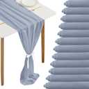 Fivenl 12 Pack Chiffon Table Runner - 12 x 120 Inches Sheer, Romantic, Wedding & Party Decoration (Dusty Blue)