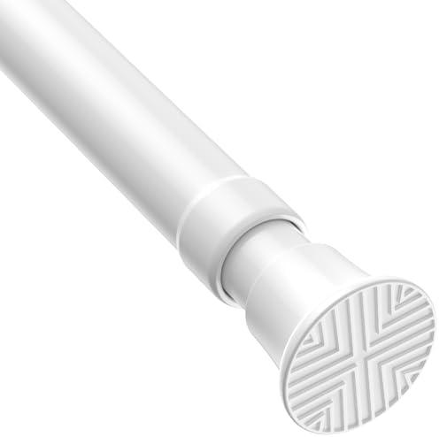 MEXAU White Tension Curtain Rods18 to 36 Inch,Small Curtain Rods No Drilling,Short Tension Rod,Adjustable Spring Rod for Windows,Door,Closet