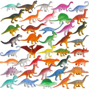 FINGOOO 39 Piece Mini Dinosaur Figures, Assorted Vinyl Plastic Dinosaur Toys for Easter Gifts Dino Party Cake Toppers