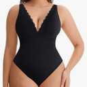 MERYOSZ Shapewear Bodysuit Tummy Control Body Shaper for Women V Neck Bodysuits Thong Lace Camisoles Jumpsuit Tops