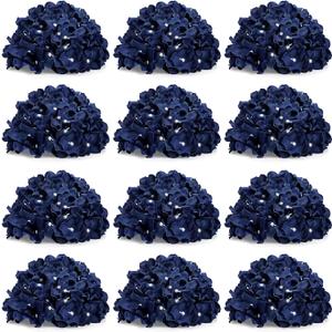 Hydrangea Flower Balls for Centerpieces - 12 PCS Artificial Floral Arrangement with Base, 8.27 Inch Diameter Fake Silk Kissing Ball for Wedding Table Home Party Decor - Navy Blue