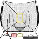 Storgem Baseball and Softball Practice Net 77ft Portable Hitting Pitching Batting Training Net Baseball Backstop Net with Batting Tee and Strike Zone and Bow Frame