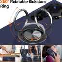 JAME for Samsung Galaxy S24 Ultra Case, Slim Fit Shockproof Heavy Duty Protective Cover with Ring Holder Stand Kickstand, Military-Grade Protection Phone Case for Galaxy S24 Ultra 6.8", Blue