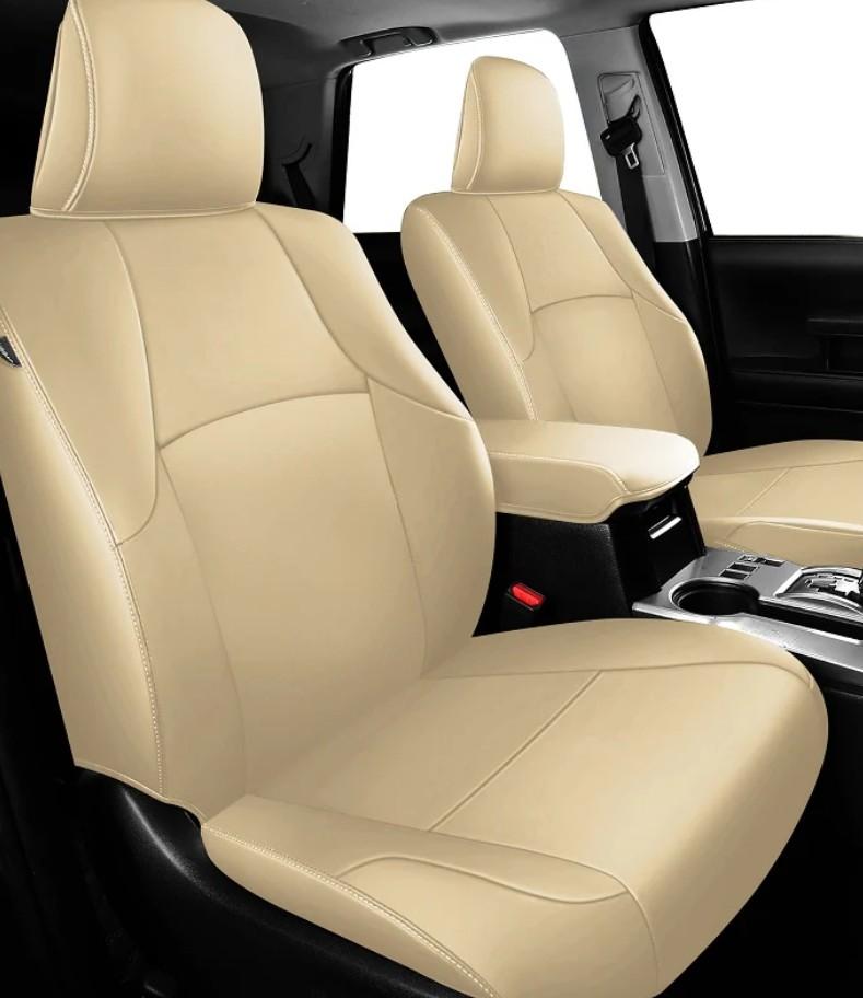 FREESOO for Toyota 4Runner Seat Covers 2011-2024, Custom Leather Seat Covers for Cars, Luxury Car Seat Covers Full Set, Waterproof Car Seat Cushion Protector, Beige ONLY FIT 3-Row 7 Seats Model