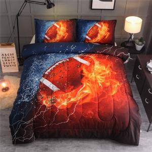 NTBED Football Comforter Sets Twin for Boys Teens, 3-Pieces Sports Bedding (1 Comforter with 2 Pillowcases),Reversible Rugby Printed Quilt Set (Twin, Orange)