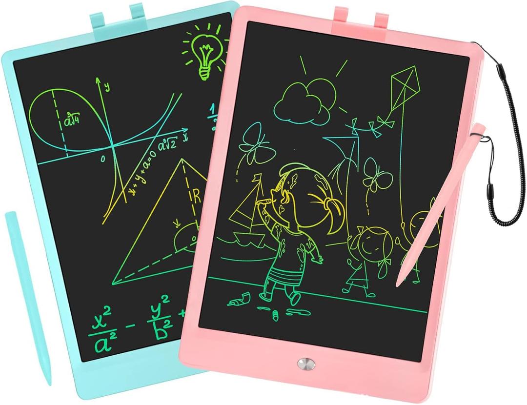 10 Inch LCD Writing Tablet Colorful Writing Board for Kids Learning Drawing Pad Educational Toy Gift for Toddlers(Pink+Blue) (C1BP)