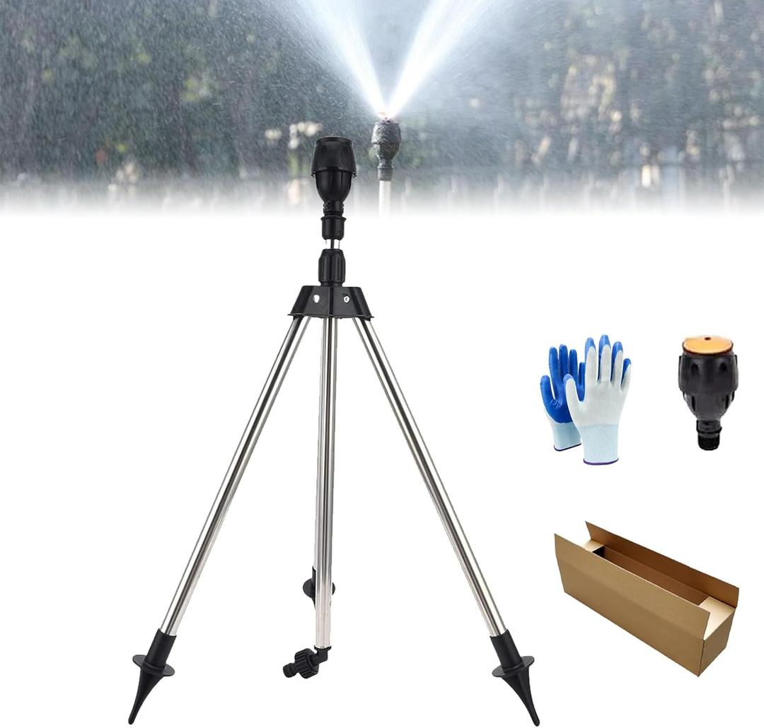 Rotating Tripod Sprinkler, 360 Degree Automatic Rotating Sprinkler, Tripod Sprinklers for Yard Large Area, Watering Sprinklers for Lawn Yard Garden (Style A)