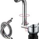 Camper Faucet Folding Faucet RV Water Tap Cold and Hot Water 360 Degree High-end Kitchen Sink Faucet Spout Dual Knob Handles Brass Constructed & Chrome Polished G1/2