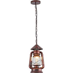 NOXARTE Vintage Pendant Light Lantern Ceiling Light Fixture with Glass Shade Adjustable Chain for Kitchen Island Farmhouse Loft Porch Width 7 Inch x Height 15 Inch