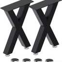 Bench Legs Black Metal,Coffee Table Legs 16 Inch,End Table Legs,Metal Iron Desk Legs for Table,Heavy Duty Furniture Legs,Patas Para Mesa-Easy Install with Adjustable Feet,DIY Legs (X Shape,2 Pcs)