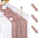 3 Pack Dusty Pink Cheesecloth Table Runner, 17 x 108 inch, Semi Sheer Boho Cheese Cloth Fabric Table Runner Bulk for Wedding , Birthday, Party, Holiday, Home Decor (Dusty Pink)