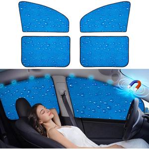Aokway Side Window Sunshade Sun Shade for Car Window Double Thickness Auto Windshield Sunshades Curtain Universal Fit for Driver for Baby UV Protection (Blue, Front+Rear Side 4Pcs)