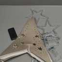 2 Pack 26.8 Inch Paper Star Lantern Christmas Decor with Timer, 3D 8 Modes 7-Pointed Star Diwali Hanging Lights, Christmas Decorations Lamp Indoor for Birthday Wedding Party (Champagne)