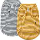 Koneseve Dog Shirt Vest Lightweight Stretchy Dog T-Shirts Soft Cool Shirts Sleeveless Stripe Vests Breathable Clothes for Puppy Kitty Cats Small Medium Large Dogs 2 Pack Yellow + Light Grey [ 3XL ]