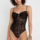 Avidlove Lingerie for Women Sexy Teddy Mesh Sheer Chemise Strappy Bodysuit One Piece Babydoll Snap Crotch, Small