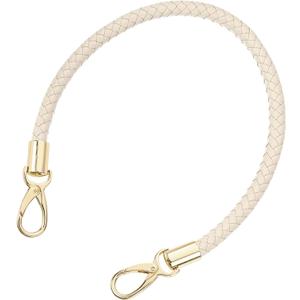 uxcell Leather Purse Strap, 1Pc 50cm/19.69" Short Leather PU Braided Purse Replacement Handle with Metal Buckles for Underarm Bags, Handbags (Beige Strap + Gold Clasp)