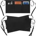 BOHARERS 3 Pack Server Aprons With 3 Pockets, Oil & Waterproof Waitress Waiter Short Half Waist Apron