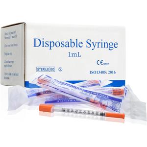 U-100 1ml 31 Gauge 5/16" Syringe, Individually Packed 100 Pack