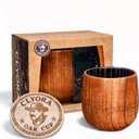 Charred Wooden Bourbon Drinking Glass Whiskey Tumbler - Wooden Old Fashioned Glass Made of Oak Great Whiskey Gifts for Men (1), 16.9 Ounces (EXP 11/25/26)