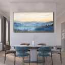 Home Decor Mountain Wall Art Blue Large Framed Artwork for Living Room Bedroom Office Wall Decorations 29x58 Inch