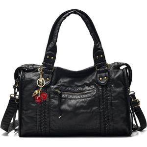 Crossbody Bag for Women,Large Vintage Washed Leather Handbag Purse,Y2K Summer Hobo 2025 Shoulder Work Bags (Wy25-black)