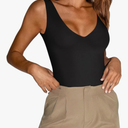 REORIA Butsmooth® Women’s Trendy Sexy Plunge Deep V Neck Sleeveless V Backless Going Out Tank Bodysuits Tops Size M