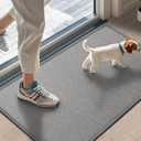 LEKEEPGO Door Mat 17"x29", Non Slip Door Mat Indoor Entrance, Rubber Backing Front Indoor Door mat Washable Absorbent Low-Profile Entryway Entry Resist Dirt Inside Door Mats, Light Grey