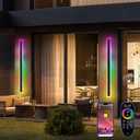 Outdoor RGB Long Wall Lights, 57.5inch 2 Pack RGB/Warm/White Dimmable Modern Led Wall Lighting, Ip65 Waterproof Long Wall Sconce with Remote and APP Control for Outdoor/Indoor Party Gathering