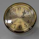 HILLHOME Mini Clock Insert 3-1/ 2 Inch (90 mm) Round Quartz Clock Fit-up Movement Miniature Clock Gold Dial Gold Tone Bezel Arabic Numerals, Fit 3.0 inch (78 mm) Diameter Hole (Gold)