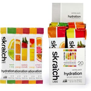 Skratch Labs Hydration Packets - Hydration Drink Mix, Variety Pack (20 Single Serving Packets) - Electrolyte Powder Developed for Athletes and Sports Performance, Gluten Free, Vegan, Kosher (EXP 01/01/27)