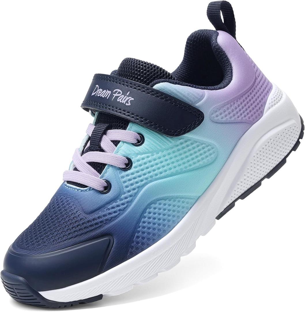 DREAM PAIRS Girls Running Shoes Kids Sneakers Tennis ColorBurst Lightweight Casual Walking Shoes (Blue), Size 1