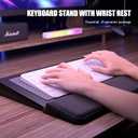 Computer Keyboard Stand with Wrist Rest & Storage Tray - Acrylic Keyboard Riser for Office Desk Accessories Decor, Ergonomic Keyboard Holder for Home Comfortable Typing - Fits All Keyboard Sizes