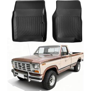 Floor Mats Compatible with Ford F150/Bronco 1980-1996, for F250/F350 1980-1997, Custom Fit TPE All Weather Car Floor Liner Full Set Compatible with Ford Truck Accessories